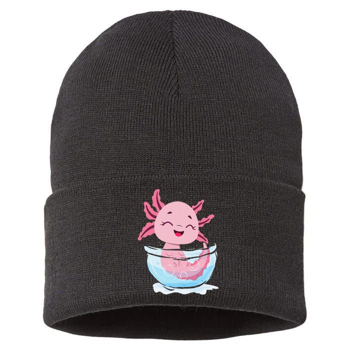 Cute Axolotl Lover Snaxolotl Kawaii Axolotl Food Sweets Sustainable Knit Beanie