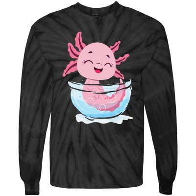 Cute Axolotl Lover Snaxolotl Kawaii Axolotl Food Sweets Tie-Dye Long Sleeve Shirt