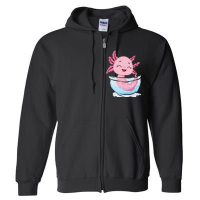 Cute Axolotl Lover Snaxolotl Kawaii Axolotl Food Sweets Full Zip Hoodie