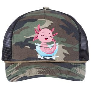 Cute Axolotl Lover Snaxolotl Kawaii Axolotl Food Sweets Retro Rope Trucker Hat Cap