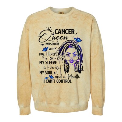 Cancer Afro Locs Zodiac Signs Birthday Gift Colorblast Crewneck Sweatshirt