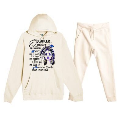 Cancer Afro Locs Zodiac Signs Birthday Gift Premium Hooded Sweatsuit Set