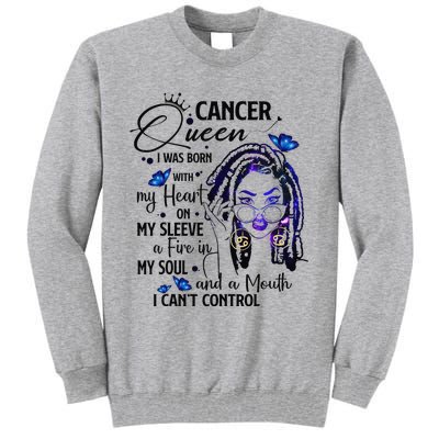 Cancer Afro Locs Zodiac Signs Birthday Gift Tall Sweatshirt