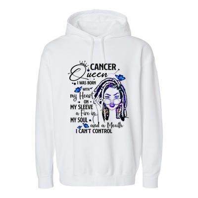 Cancer Afro Locs Zodiac Signs Birthday Gift Garment-Dyed Fleece Hoodie