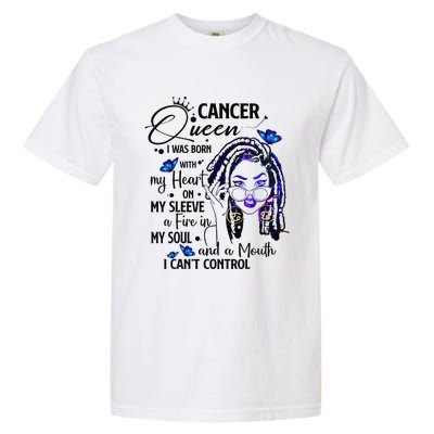 Cancer Afro Locs Zodiac Signs Birthday Gift Garment-Dyed Heavyweight T-Shirt