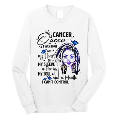 Cancer Afro Locs Zodiac Signs Birthday Gift Long Sleeve Shirt