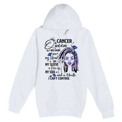 Cancer Afro Locs Zodiac Signs Birthday Gift Premium Pullover Hoodie