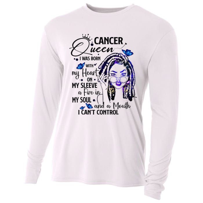 Cancer Afro Locs Zodiac Signs Birthday Gift Cooling Performance Long Sleeve Crew