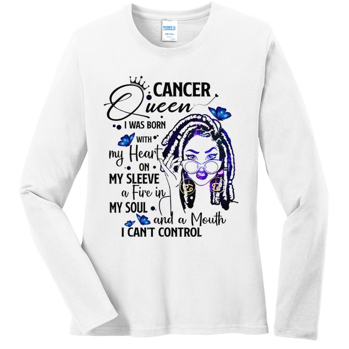 Cancer Afro Locs Zodiac Signs Birthday Gift Ladies Long Sleeve Shirt