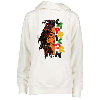 Capricorn Afro Locs Zodiac Signs Birthday Womens Funnel Neck Pullover Hood