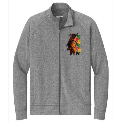 Capricorn Afro Locs Zodiac Signs Birthday Stretch Full-Zip Cadet Jacket