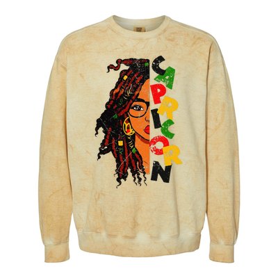 Capricorn Afro Locs Zodiac Signs Birthday Colorblast Crewneck Sweatshirt