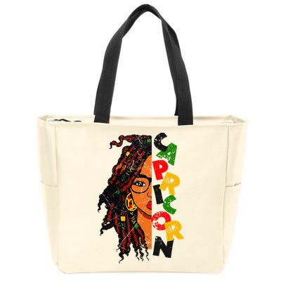 Capricorn Afro Locs Zodiac Signs Birthday Zip Tote Bag