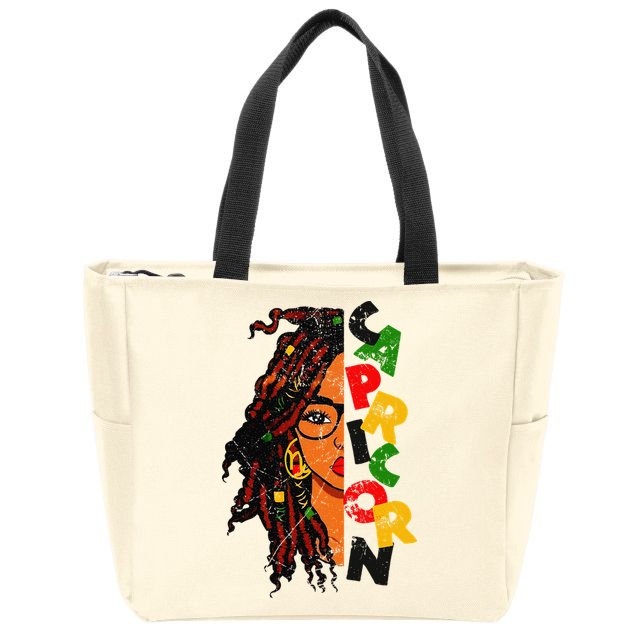 Capricorn Afro Locs Zodiac Signs Birthday Zip Tote Bag