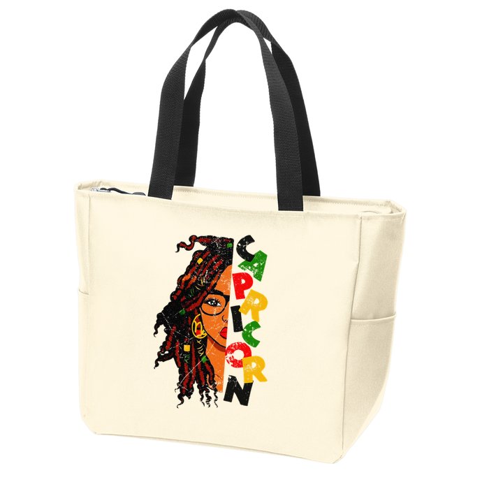 Capricorn Afro Locs Zodiac Signs Birthday Zip Tote Bag