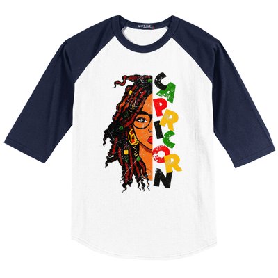 Capricorn Afro Locs Zodiac Signs Birthday Baseball Sleeve Shirt