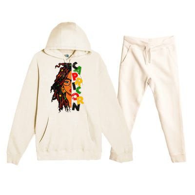 Capricorn Afro Locs Zodiac Signs Birthday Premium Hooded Sweatsuit Set