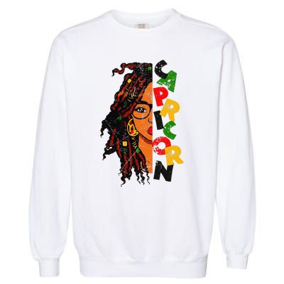 Capricorn Afro Locs Zodiac Signs Birthday Garment-Dyed Sweatshirt