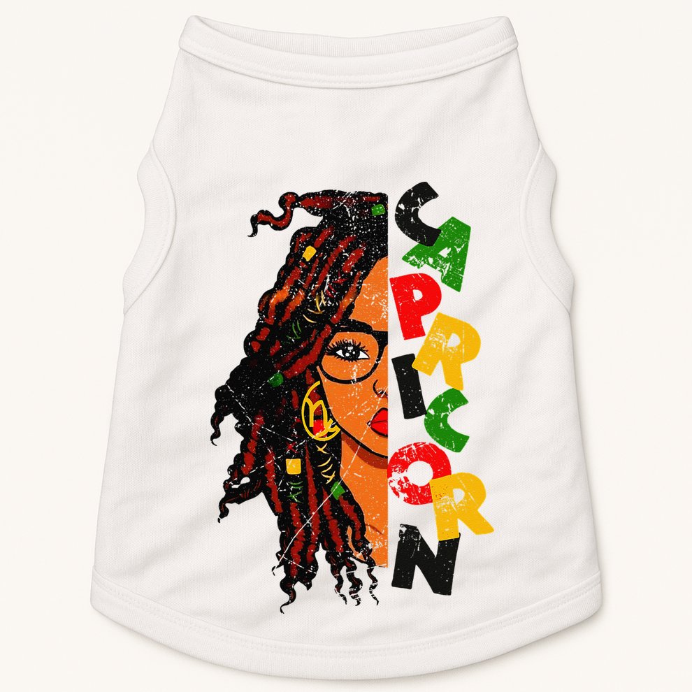 Capricorn Afro Locs Zodiac Signs Birthday Doggie Tank