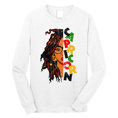 Capricorn Afro Locs Zodiac Signs Birthday Long Sleeve Shirt