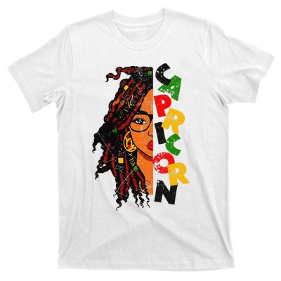 Capricorn Afro Locs Zodiac Signs Birthday T-Shirt