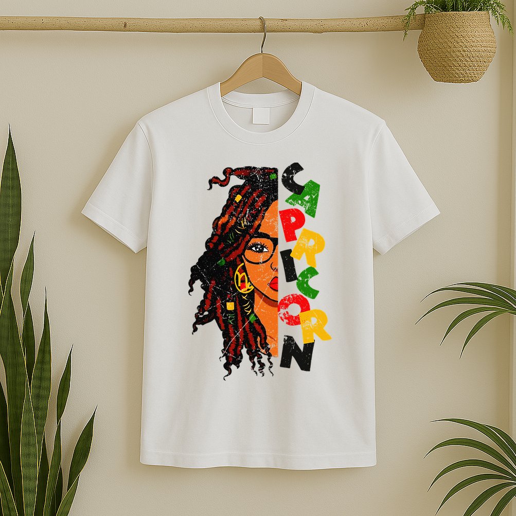 Capricorn Afro Locs Zodiac Signs Birthday T-Shirt