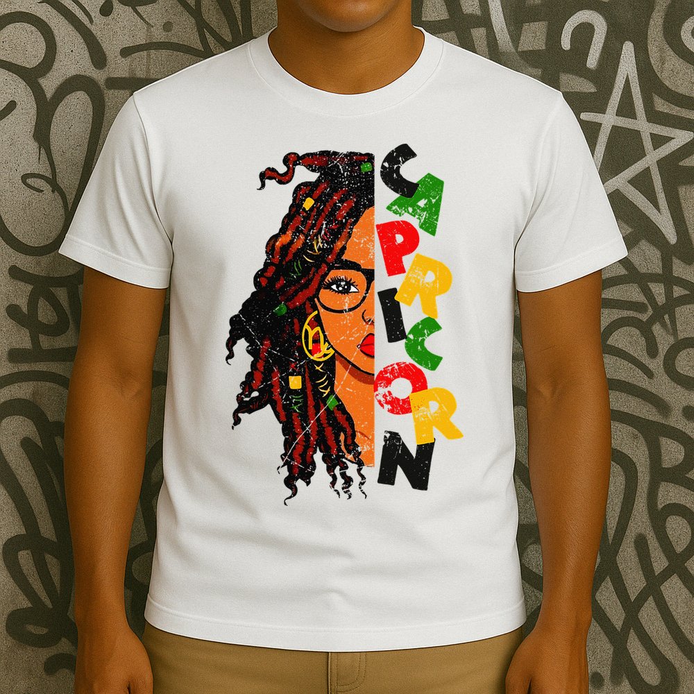 Capricorn Afro Locs Zodiac Signs Birthday T-Shirt