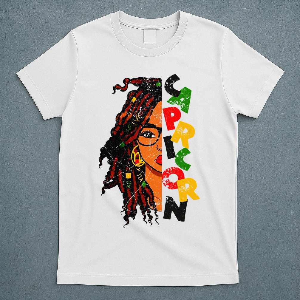 Capricorn Afro Locs Zodiac Signs Birthday T-Shirt