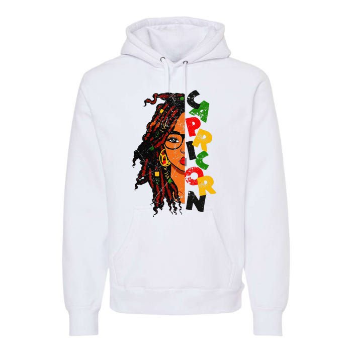 Capricorn Afro Locs Zodiac Signs Birthday Premium Hoodie