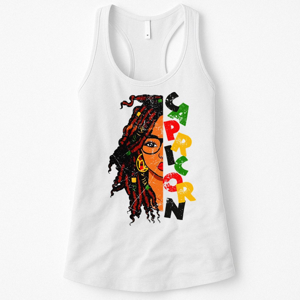 Capricorn Afro Locs Zodiac Signs Birthday Womens Tank Top