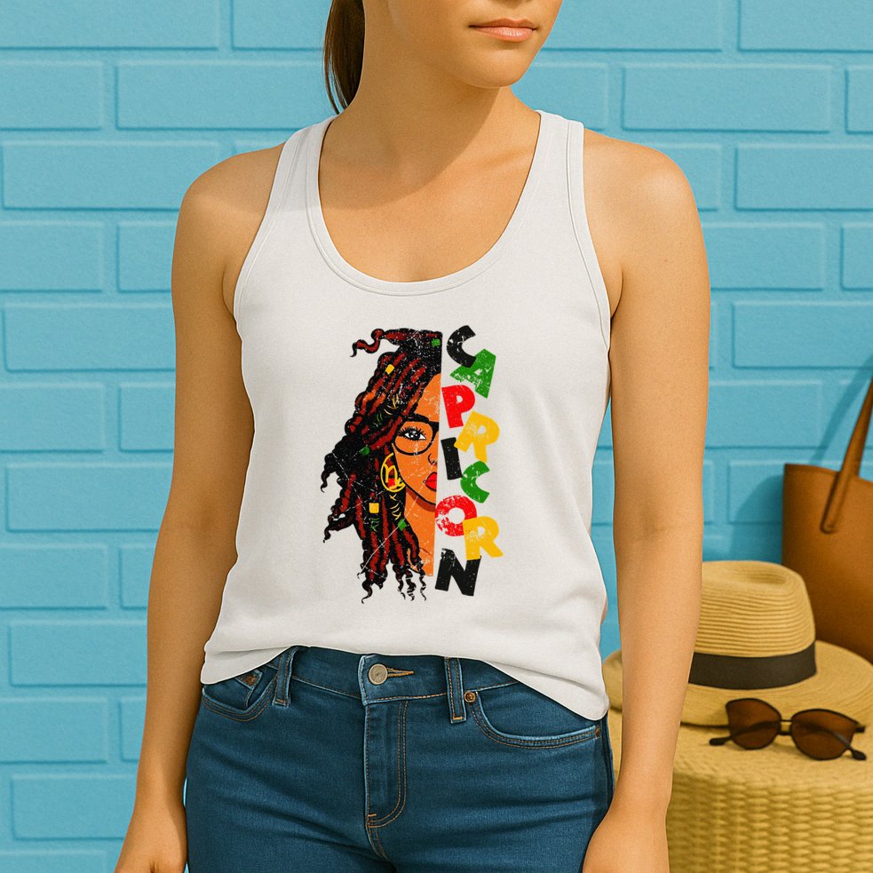 Capricorn Afro Locs Zodiac Signs Birthday Womens Tank Top