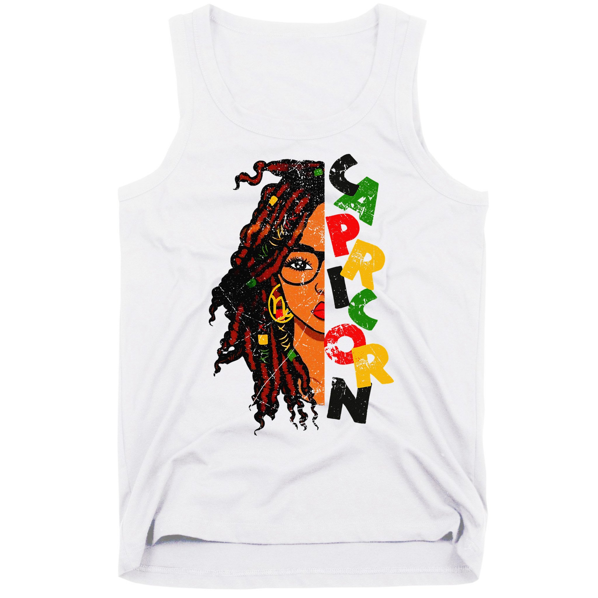 Capricorn Afro Locs Zodiac Signs Birthday Tank Top