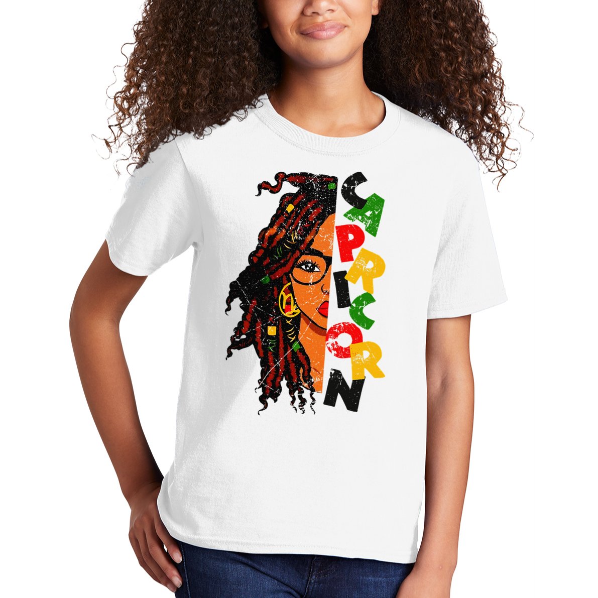 Capricorn Afro Locs Zodiac Signs Birthday Kids T-Shirt