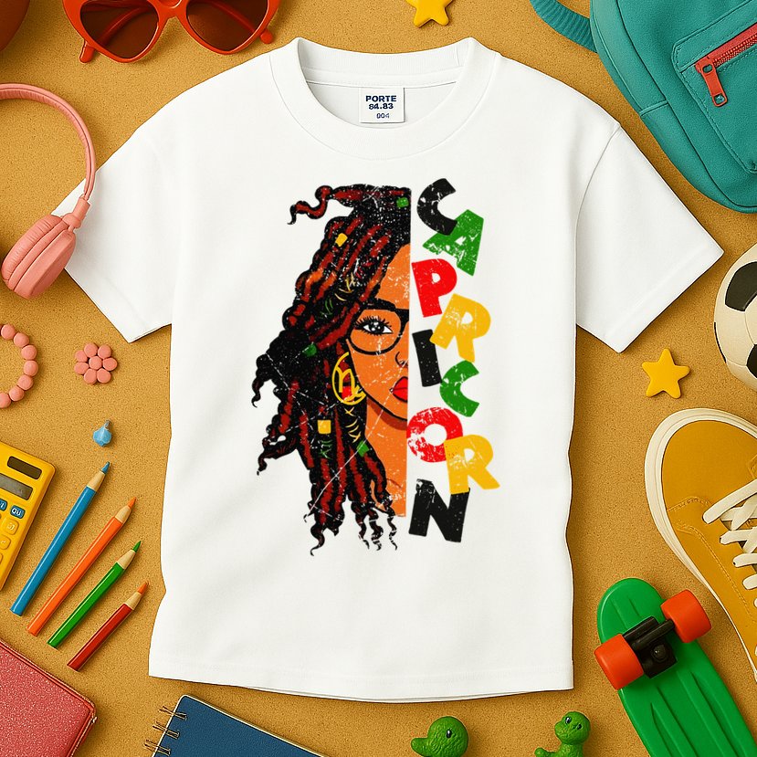 Capricorn Afro Locs Zodiac Signs Birthday Kids T-Shirt