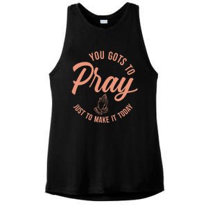 Concrete And Luxury Gots To Pray Crimson Bliss Ladies PosiCharge Tri-Blend Wicking Tank