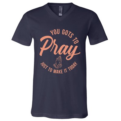 Concrete And Luxury Gots To Pray Crimson Bliss V-Neck T-Shirt