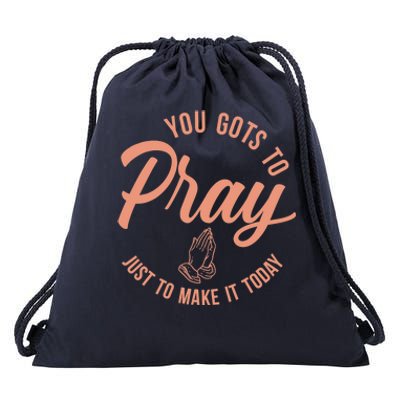 Concrete And Luxury Gots To Pray Crimson Bliss Drawstring Bag