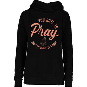 Concrete And Luxury Gots To Pray Crimson Bliss Womens Funnel Neck Pullover Hood