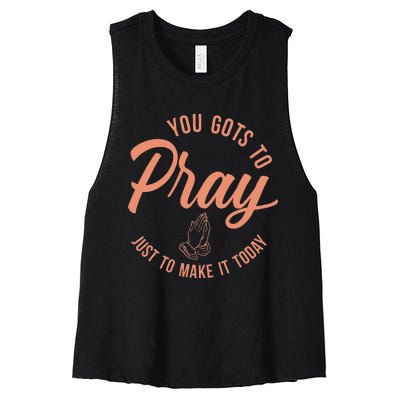 Concrete And Luxury Gots To Pray Crimson Bliss Women's Racerback Cropped Tank