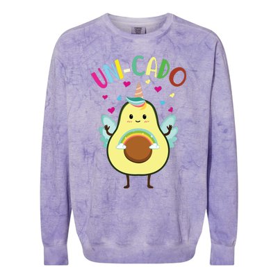 Cute Avocado Little Girl Unicorn Birthday Colorblast Crewneck Sweatshirt