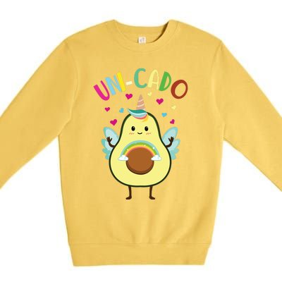 Cute Avocado Little Girl Unicorn Birthday Premium Crewneck Sweatshirt