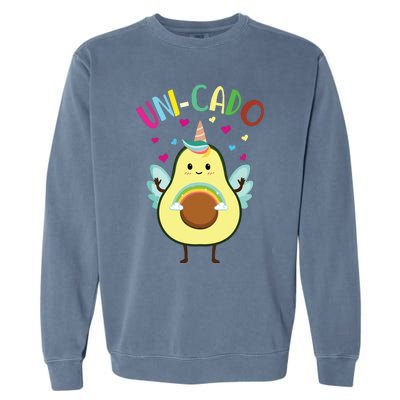 Cute Avocado Little Girl Unicorn Birthday Garment-Dyed Sweatshirt