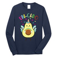 Cute Avocado Little Girl Unicorn Birthday Long Sleeve Shirt