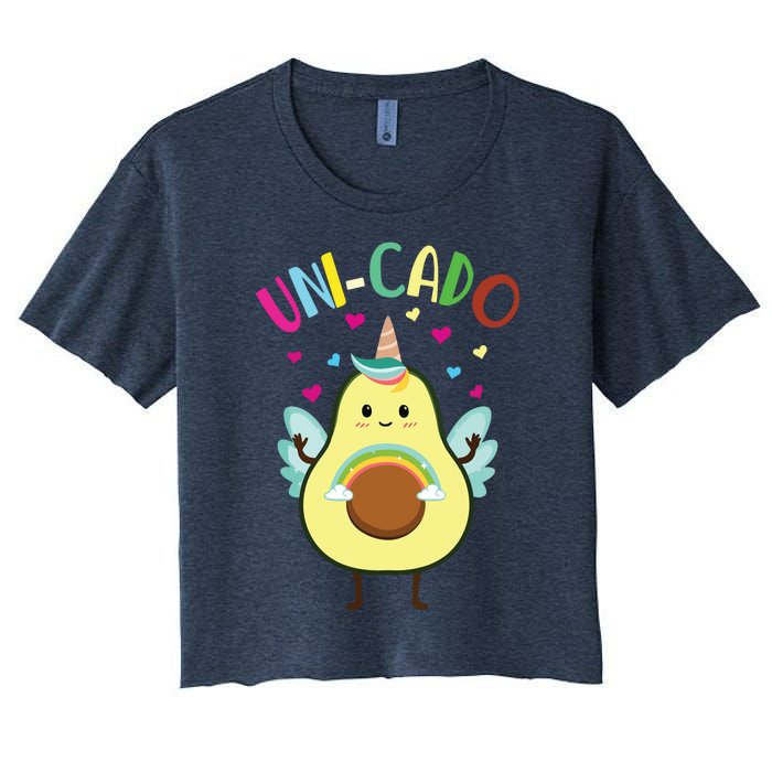 Cute Avocado Little Girl Unicorn Birthday Women's Crop Top Tee