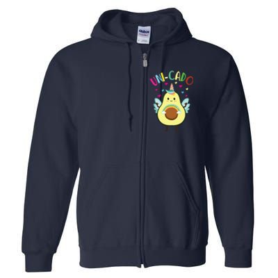 Cute Avocado Little Girl Unicorn Birthday Full Zip Hoodie