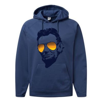 Cool Abraham Lincoln Honest Abe In Sunglasses Graphic Performance Fleece Hoodie