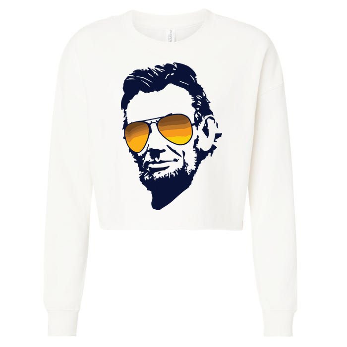 Cool Abraham Lincoln Honest Abe In Sunglasses Graphic Cropped Pullover Crew