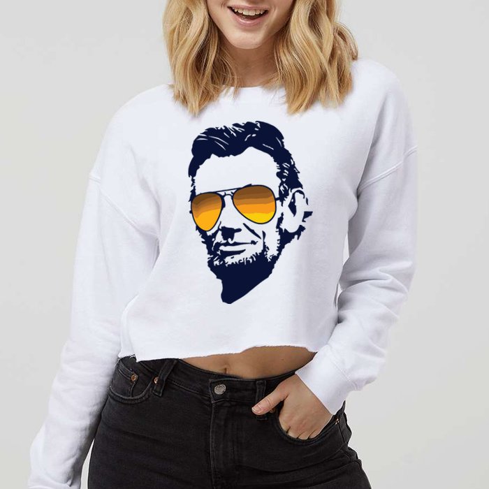 Cool Abraham Lincoln Honest Abe In Sunglasses Graphic Cropped Pullover Crew