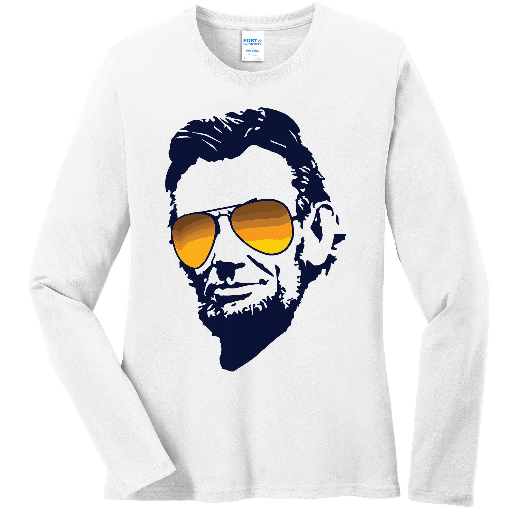 Cool Abraham Lincoln Honest Abe In Sunglasses Graphic Ladies Long Sleeve Shirt