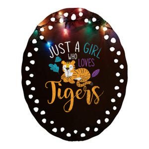 Cute Animal Lover Wildlife Wo Girl Tiger Ceramic Oval Ornament